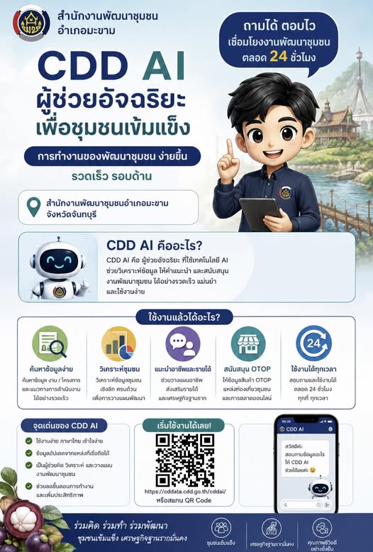 พช.มะขาม ร่วมขับเคลื่อนการประชาสัมพันธ์ เชิญชวนใช้งานแพลตฟอร์ม CDD AI 